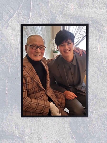 【A4黒額付ポスター】ドジャース 大谷翔平さん & 巨人 長嶋茂雄さん