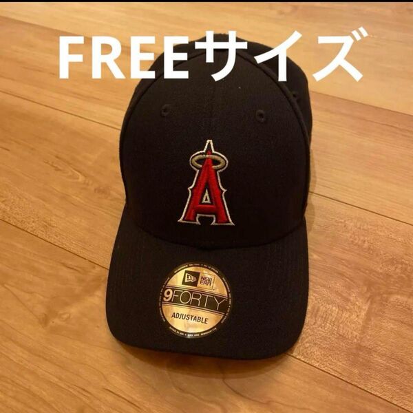 NEW ERA 9FORTY キャップ 帽子 黒 ブラック フリーサイズ ロサンゼルス・エンゼルス