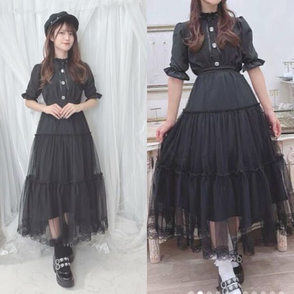 新品★眞白ありすコラボ★チュール重ねロングワンピース★