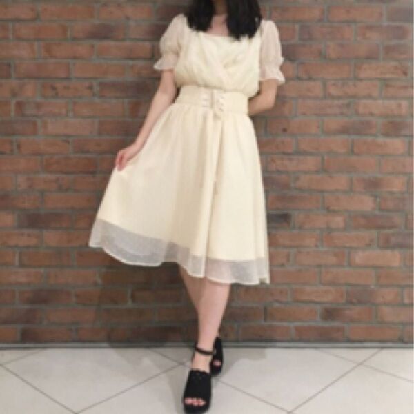 couture by ROJITA★ドビーシフォンウエストシャーリングワンピース★