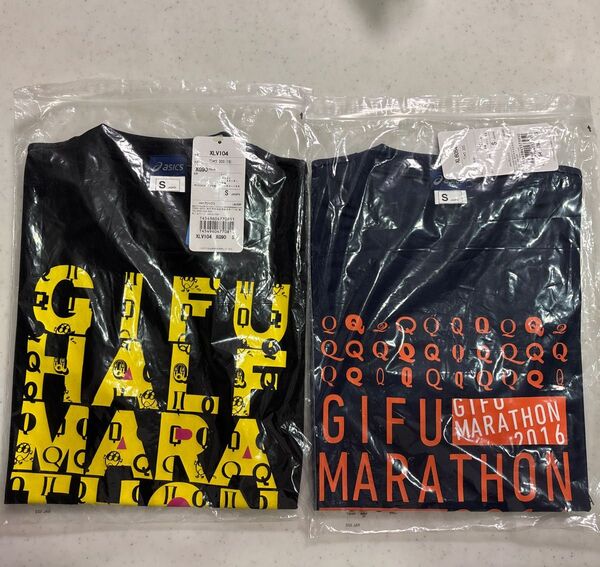 岐阜マラソン2015 2016 asics Tシャツ メンズSサイズ 2枚セット