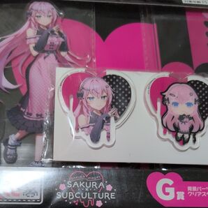 タイトーくじ 桜ミク G賞 背景パーツ付きクリアスタンド 巡音ルカ 1個 J賞 クリアバッジセット 巡音ルカ 1個 未開封セット