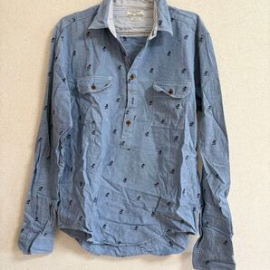 ZARA 美品 長袖シャツ シャツ メンズ デニム 綿100% 夏 BBQ 旅行 ドライブ 着回し 爽やか おしゃれ 海外 男性