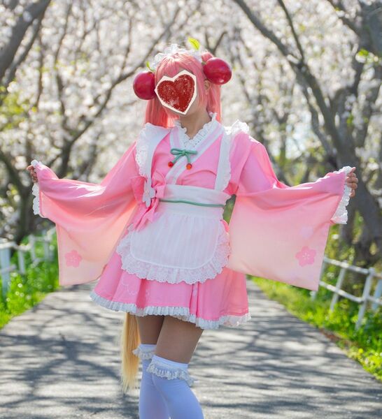 人形制衣 初音ミク桜ミク 和風喫茶コスプレ 衣装+専用ウィッグセット