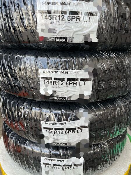 日本製!25年製!送料込み!145R12 6PRヨコハマタイヤY355Dスーパーバン新品4本セット145/80R12 80/78N