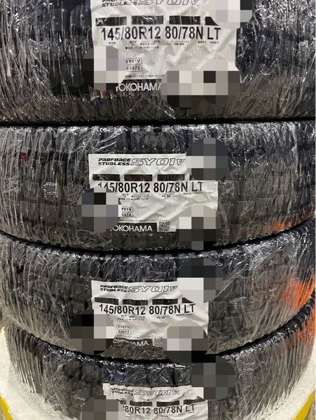 25年製!送料込み!145/80R12 80/78ヨコハマタイヤ スタッドレスタイヤSY01V 4本セット145R12 6PR