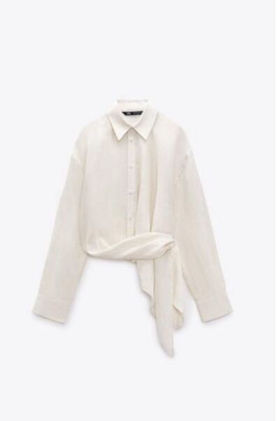 ZARA アシンメトリーリネンシャツ オフホワイト