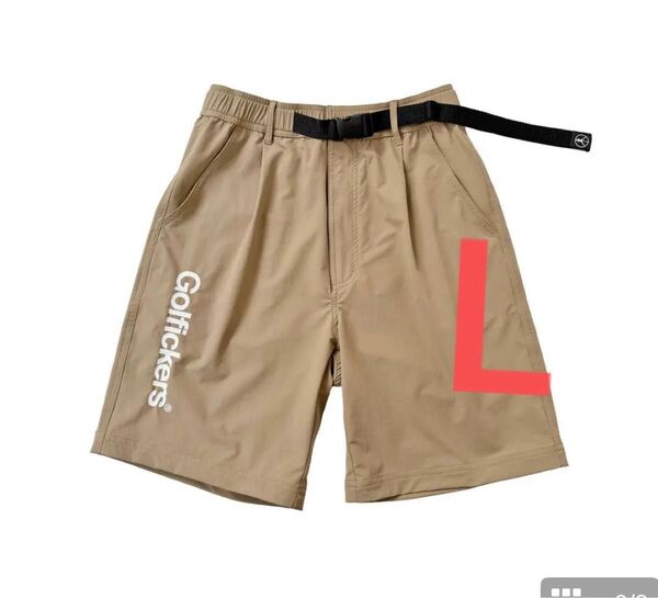 新品!Golfickers ゴルフィッカーズ ストレッチナイロンハーフパンツ ベージュ L