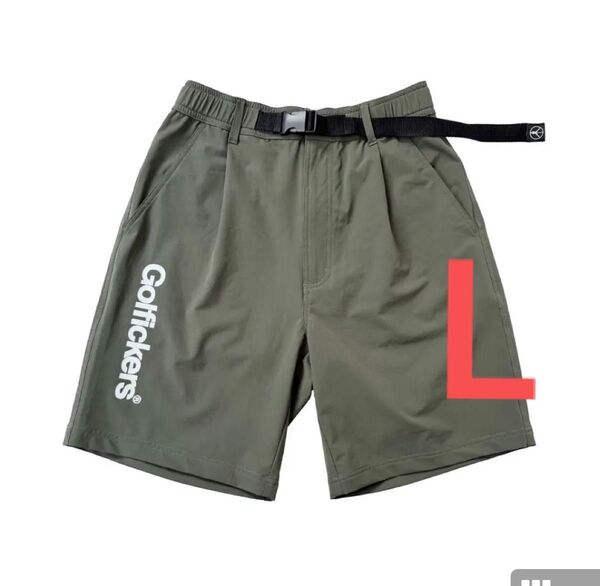 新品!Golfickers ゴルフィッカーズ ストレッチナイロンハーフパンツ カーキ L