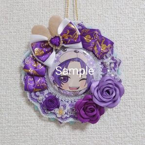 【SALE】痛ロゼット パープル 紫 ゴールド アリス うさ耳 バッグチャーム 缶バッジ ロゼット 痛バッグ ハンドメイド