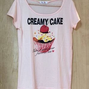 Bye Bye 半袖 Tシャツ ピンク ロゴプリント