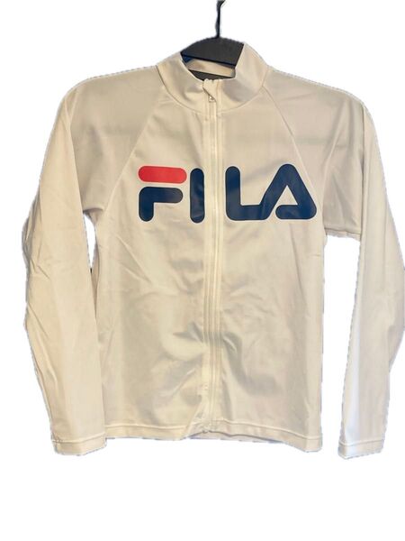 FILA フィラ ジップアップ ラッシュガード ホワイト 150cm ユニセックス 海 プール 川 長袖 キッズ 子供 フルジップ