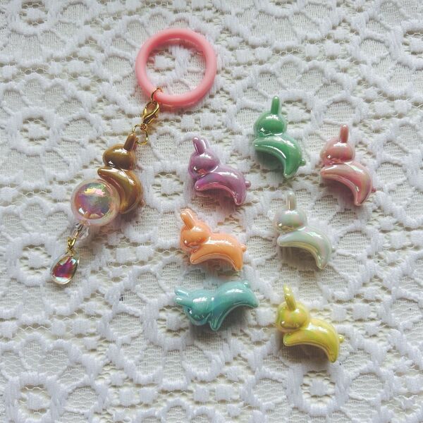 【アンブレラマーカー】うさぎチャーム キーホルダー ストラップ ハンドメイド プレゼントラッピング無料