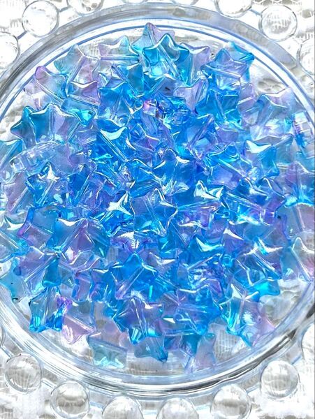 ガラスビーズ 流星 ブルーパープルグラデーション【100個】ハンドメイド アクセサリー 七夕 浴衣