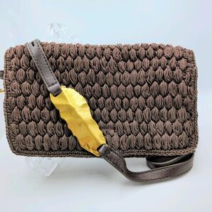 2点以上5-20%OFF〜 未使用品)ZARA 手編みブラウンショルダーバック 金 2Way