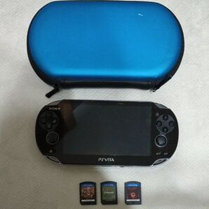 SONY PSVITA( PCH-1100)ブラック(美品)とソフト(ドラゴンクエスト2ほか2個)付き