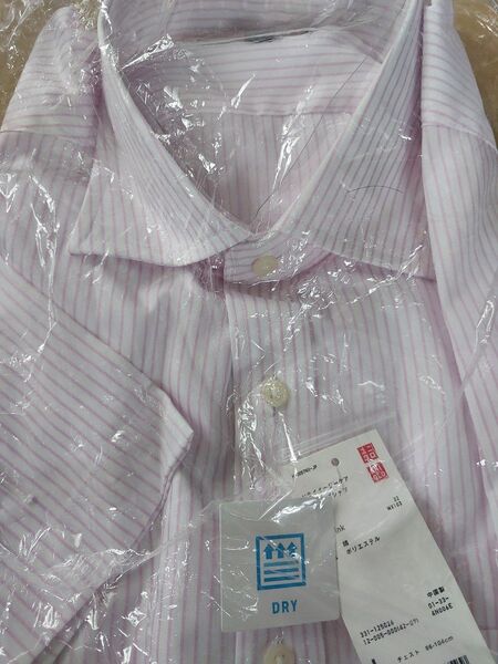 【新品】ユニクロ 半袖 ドライイージーケアシャツ ストライプ ピンク