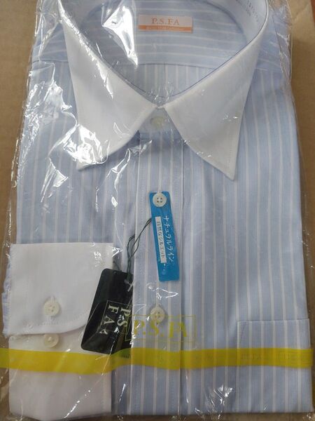 【新品】P.S.FA 長袖 ドレスシャツ Lサイズ ストライプ ブルー