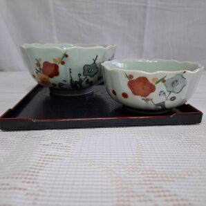 有田焼 西雲 波形陶器小鉢 絵柄別 大小1組 5種類セット
