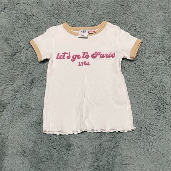 ZARA ベビー服 リブTシャツ 女の子 86cm 白 半袖Tシャツ キッズ トップス 子供服