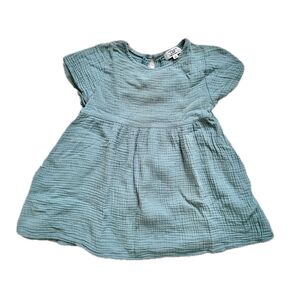 ワンピース チュニック 女の子 着用少 半袖Tシャツ ブルー くすみカラー