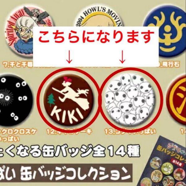 未使用 訳あり スタジオジブリ コダマ キキ 缶バッジコレクション 2個セット