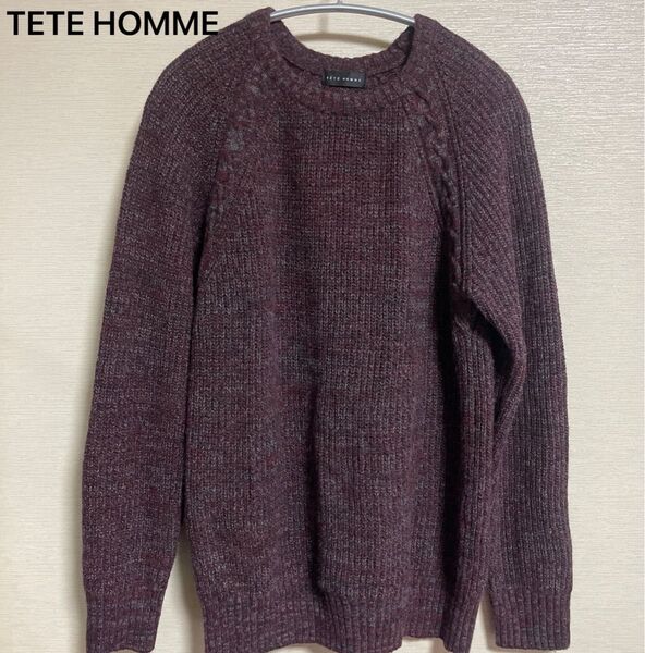 TETE HOMME ラグランクルーネックニット