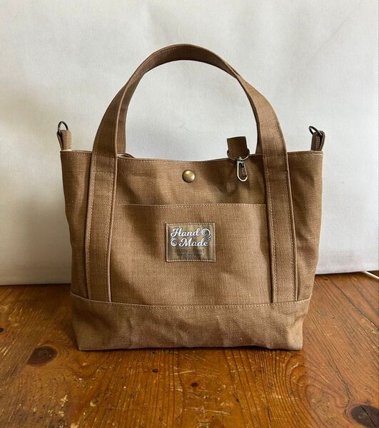 【ハンドメイド】 Dかん付きミニトートバッグ ランチバッグ お散歩バッグ