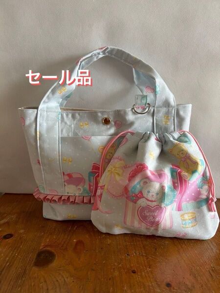 ※値下げ品※ 【ハンドメイド】 ミニトートバッグ&巾着2点セット