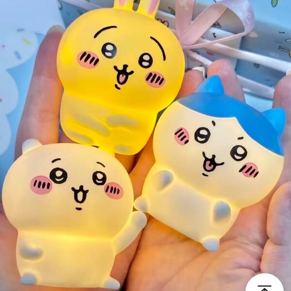 【3点セット】ちいかわ ルームライト ハチワレ うさぎ インテリア 間接照明 ナガノ フィギュア 優しく光る シリコン