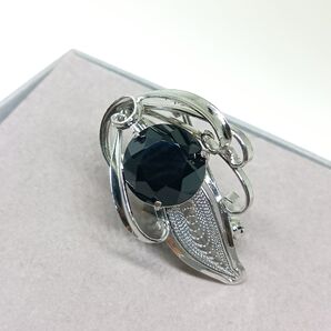 ラインストーン ブラック ブローチ 昭和レトロ /M137