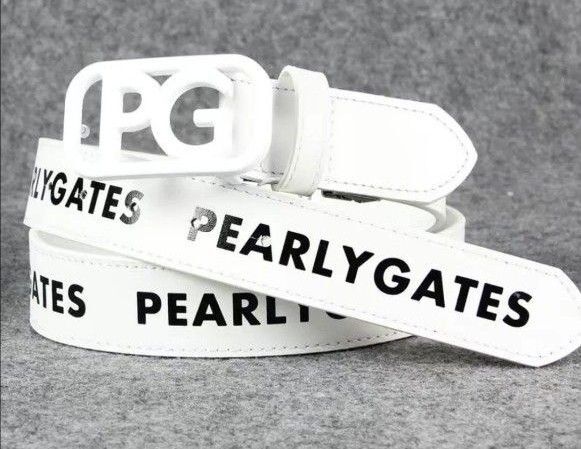 超人気PEARLYGATESパーリーゲイツゴルフベルト 新品 箱付き 牛革男女兼用 ホワイト