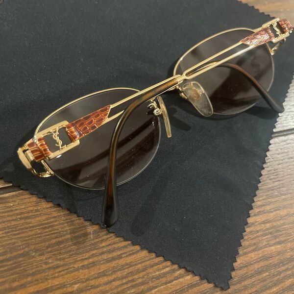 イヴサンローラン yves saint laurent サングラス 色メガネ YSLロゴ 日本製