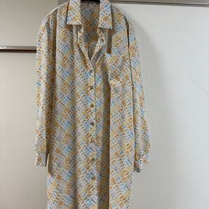 ロングシャツ カラフル 幾何学模様 フリーサイズ ロングシャツ シャツワンピ シャツ ワンピ