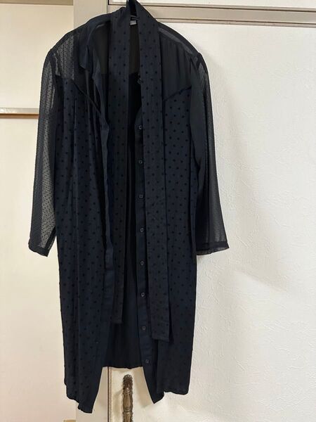 ドット柄シースルーロングワンピース 黒