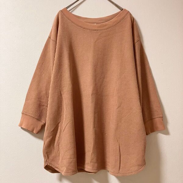 UNIQLOユニクロ*ワッフルクルーネックTシャツ(七分袖) サイズXL