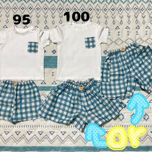 ハンドメイド 子供服 セットアップ 2セット 95 100 リンクコーデ 姉弟 兄弟
