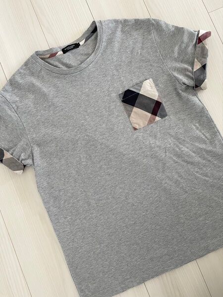 美品! BLACK LABEL CRESTBRIDGE グレー Tシャツ L Tシャツ 半袖 BLACK LABEL