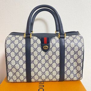 GUCCI オールドグッチ ミニボストンバッグ ネイビー