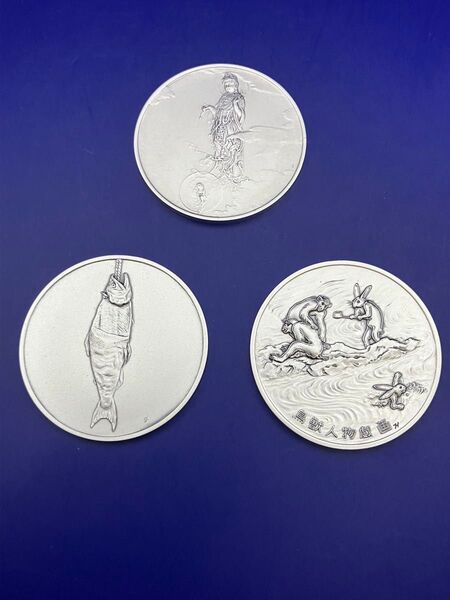 純銀製メダル「日本切手初日カバーメダル3点」(72.72g) 松本徽章製 純銀刻字と松本徽章の刻印あり クリアケース入り