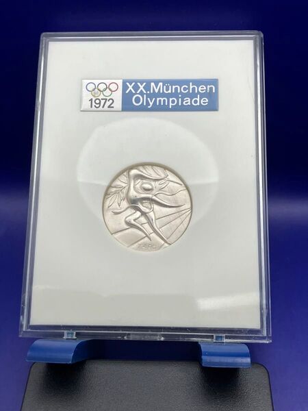 純銀メダル「岡本太郎:ミュンヘンオリンピック大会参加メダル」(30.40g) 純銀刻字と純銀保証のホールマーク刻印あり ケース入り