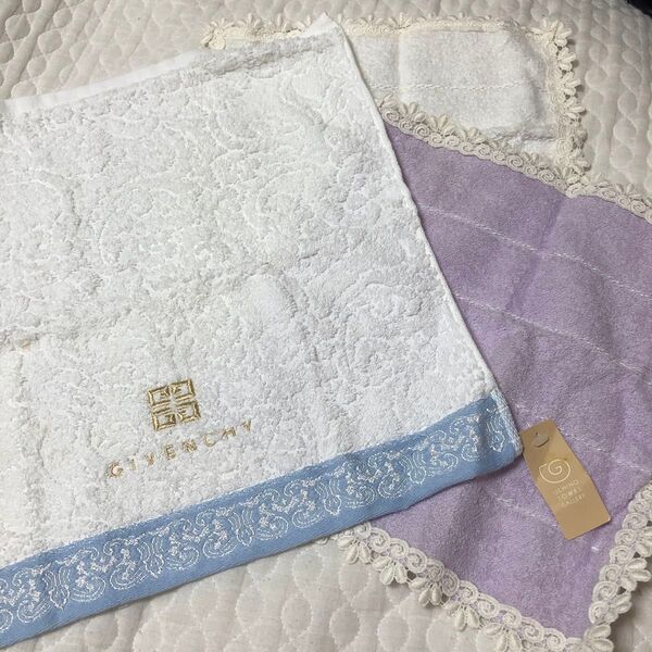 ジバンシィ 訳あり 未使用 タオルハンカチ ハンカチ ミニタオル レース 縁取りタオル