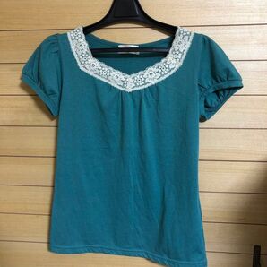 iiMK 半袖 カットソー Tシャツ シンプル レース 半袖