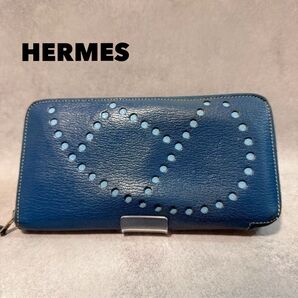 エルメス HERMES エブリン 長財布 ブルー