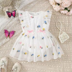 新品 ベビー ドレス フラワー ノースリーブ 女の子