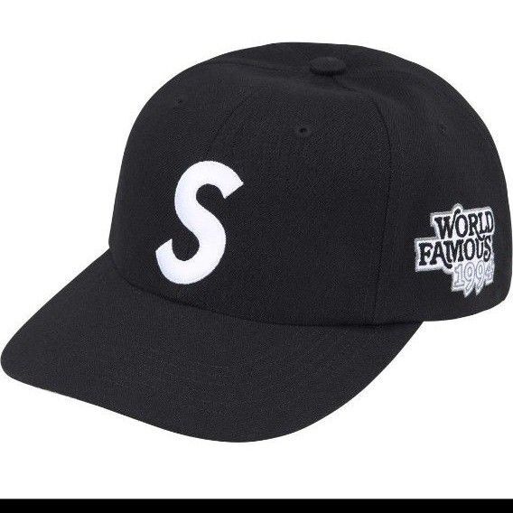 supreme World Famous S Logo 6-Panel BLACK 黒 シュプリーム キャップ cap