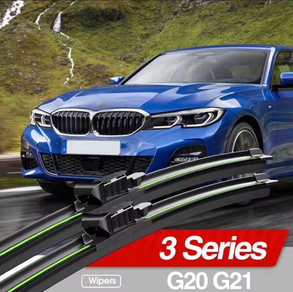 【新品!】BMW G20 G21 フロントガラスワイパーブレード 左右セット ブラック&グリーン!