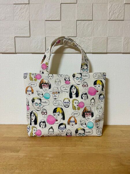 ハンドメイド ファニーフェイスのトートバッグ