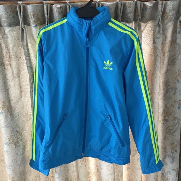 adidas アディダス ナイロンジャケット Mサイズ ブルー ビンテージ ウィンドブレーカー レディース