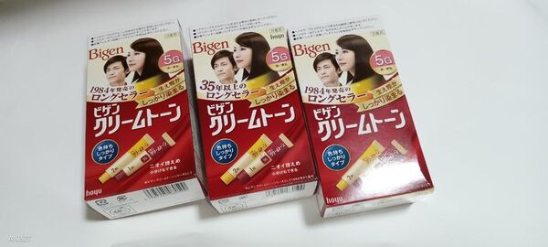 3個セット ヘアカラー 白髪染め Bigen クリームトーン 5G 深い栗色 小分け利用 男女兼用 ビゲンクリームトーン ビゲン